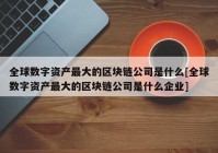 全球数字资产最大的区块链公司是什么[全球数字资产最大的区块链公司是什么企业]